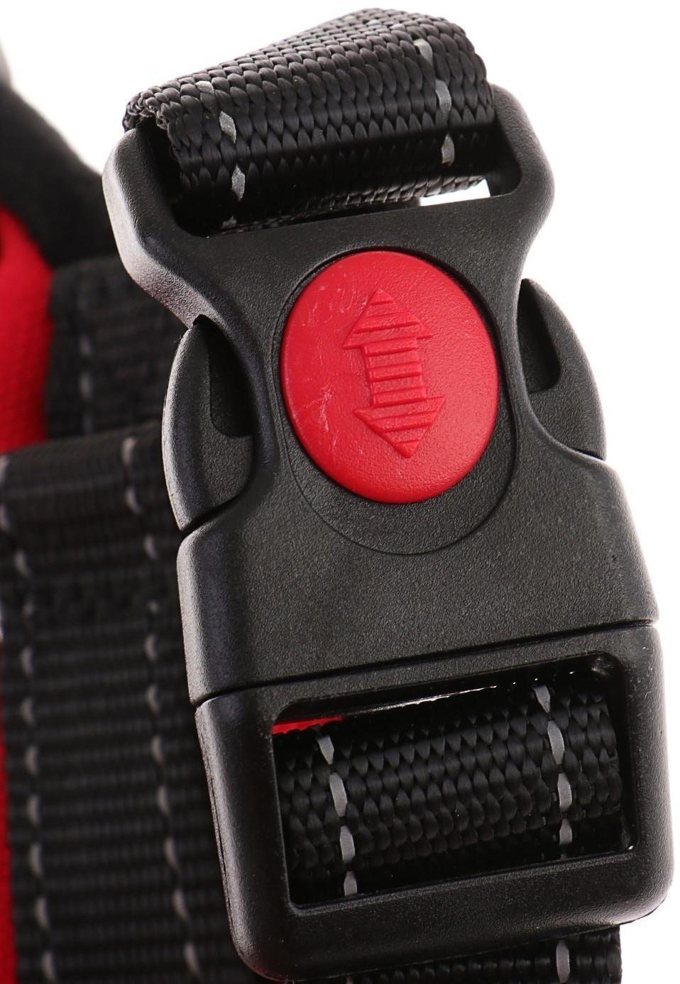 Шлейка мягкая со светоотражающими элементами, размер М (ОШ 39-46 см, ОГ 43-54 см), красная