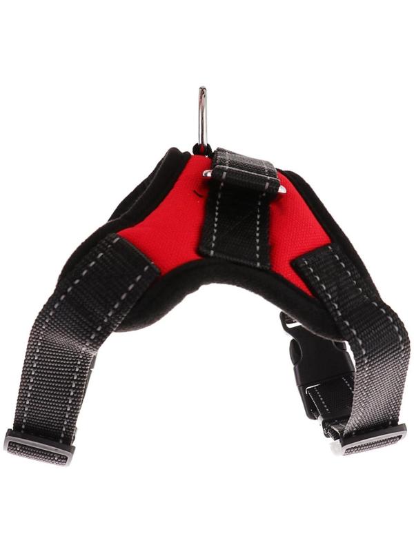 Шлейка мягкая со светоотражающими элементами, размер М (ОШ 39-46 см, ОГ 43-54 см), красная