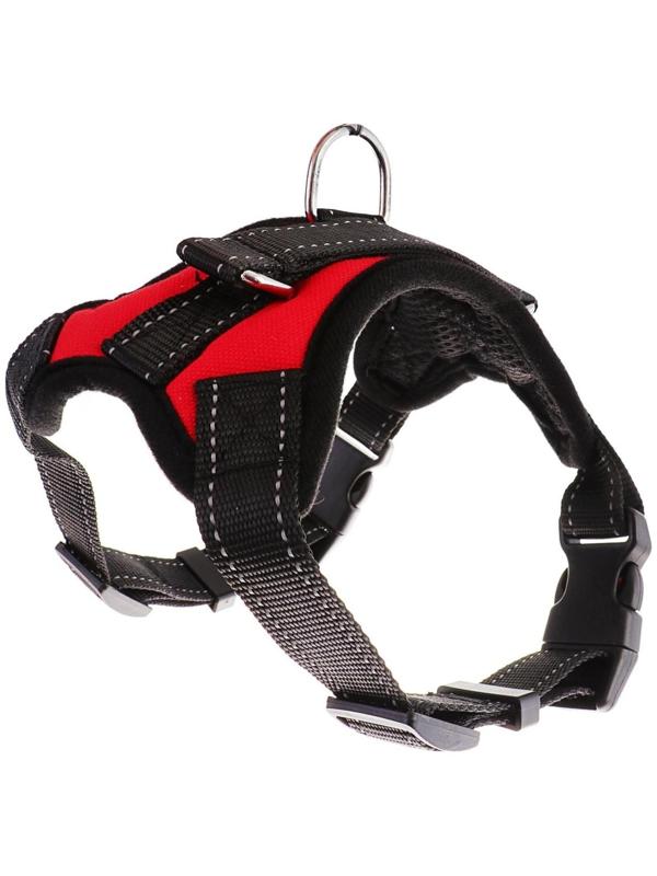 Шлейка мягкая со светоотражающими элементами, размер М (ОШ 39-46 см, ОГ 43-54 см), красная