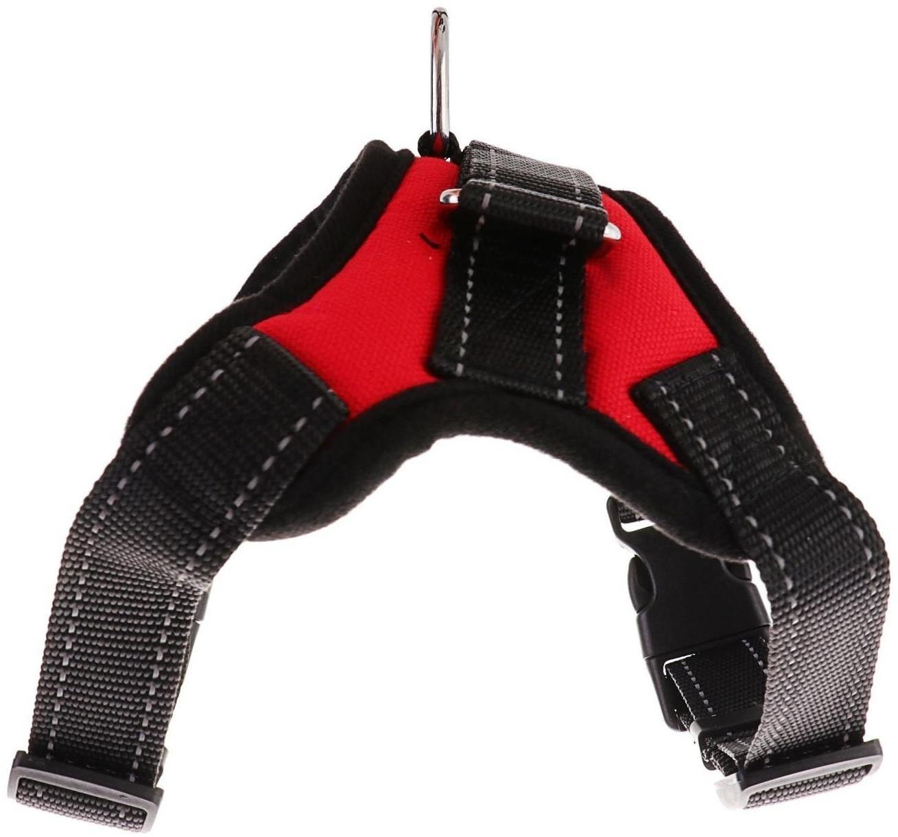 Шлейка мягкая светоотражающая, размер XL, расширенная (ОШ 54-69 см, ОГ 64-86 см), красная