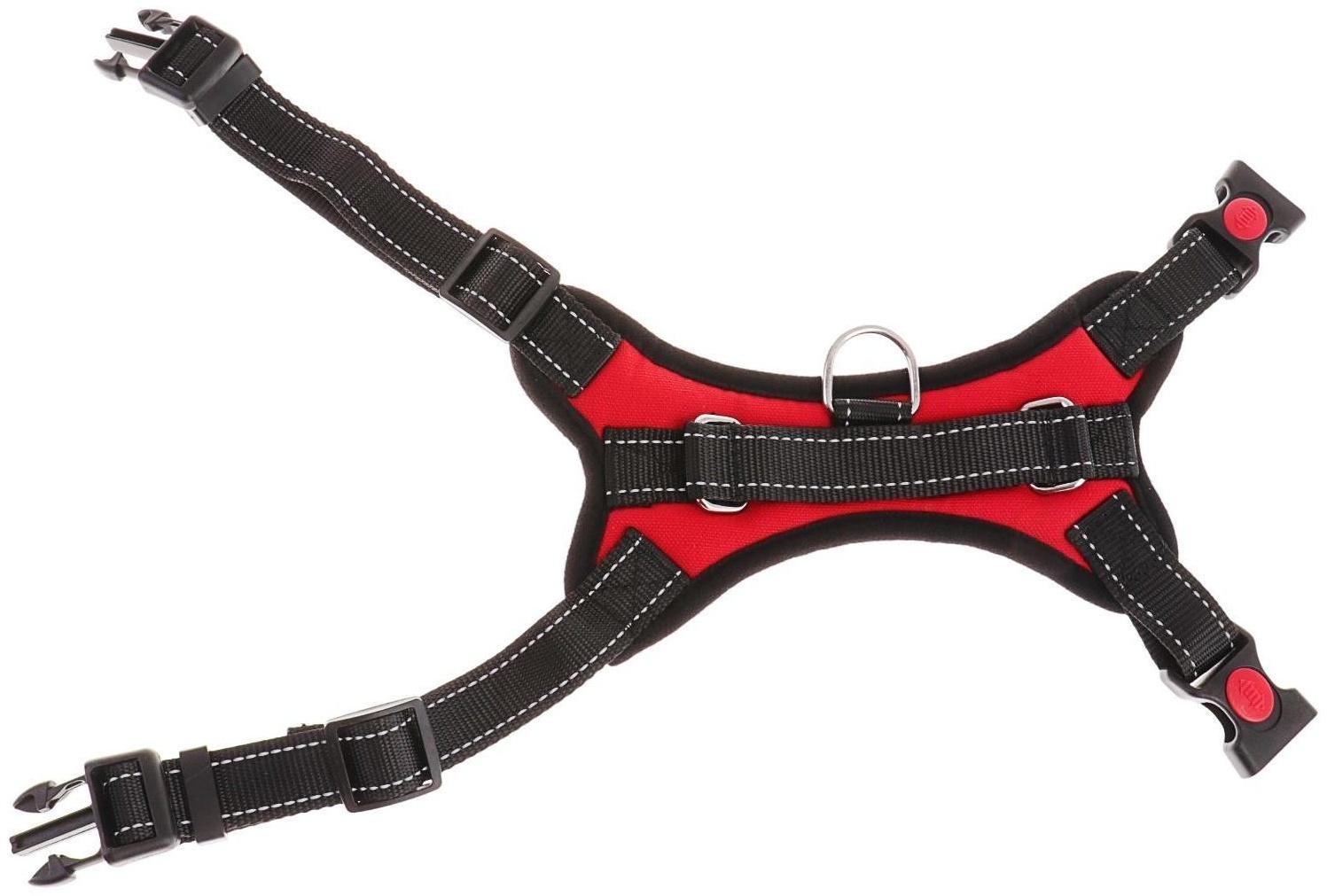 Шлейка мягкая светоотражающая, размер XL, расширенная (ОШ 54-69 см, ОГ 64-86 см), красная