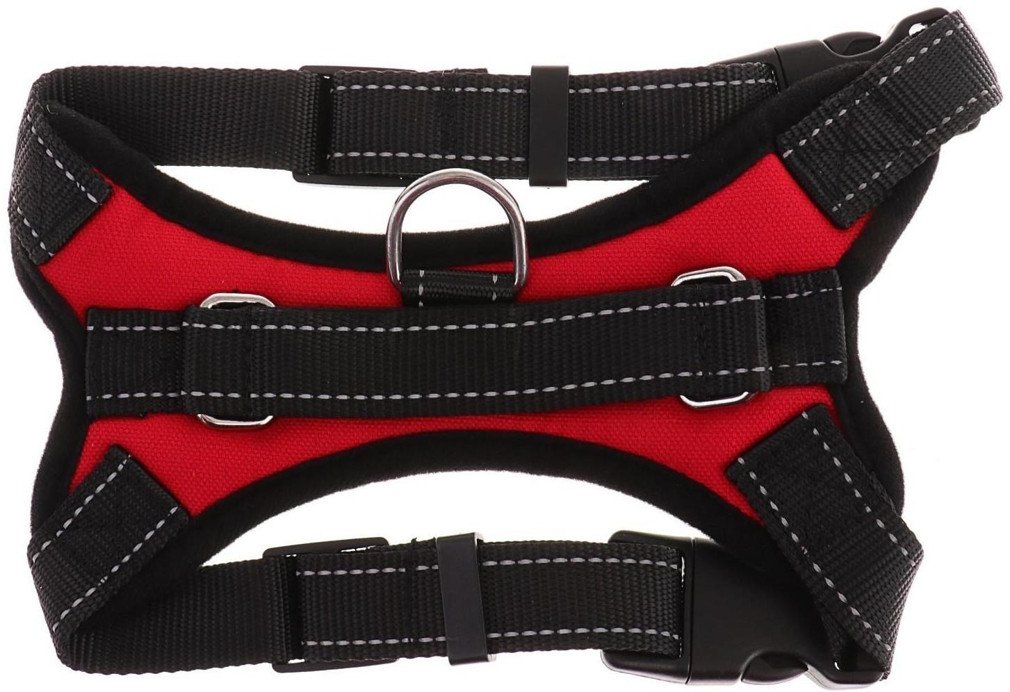 Шлейка мягкая светоотражающая, размер XL, расширенная (ОШ 54-69 см, ОГ 64-86 см), красная