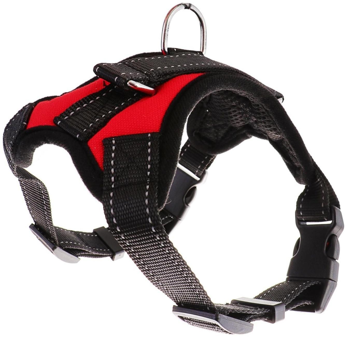 Шлейка мягкая светоотражающая, размер XL, расширенная (ОШ 54-69 см, ОГ 64-86 см), красная