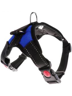 Шлейка мягкая со светоотражающими элементами, размер М (ОШ 39-46 см, ОГ 43-54 см), синяя