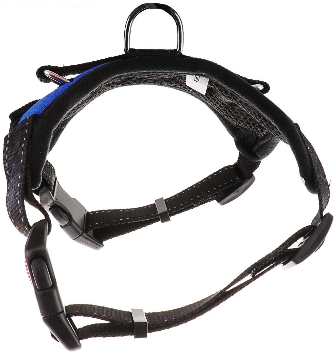 Шлейка мягкая со светоотражающими элементами, размер L (ОШ 54-69 см, ОГ 64-86 см), синяя