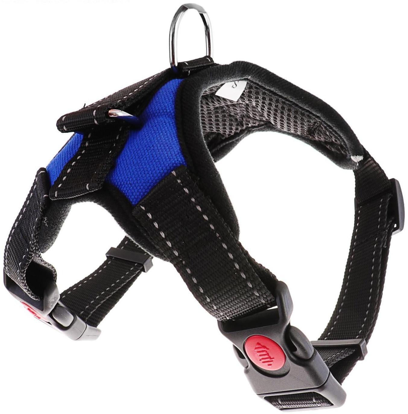 Шлейка мягкая светоотражающая, размер XL, расширенная (ОШ 54-69 см, ОГ 64-86 см), синяя