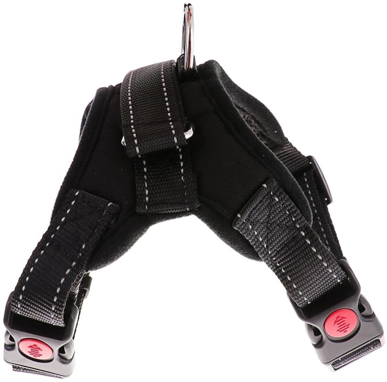 Шлейка мягкая со светоотражающими элементами, размер L (ОШ 54-69 см, ОГ 64-86 см), чёрная