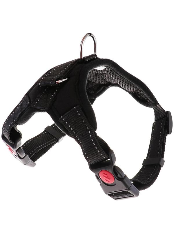 Шлейка мягкая со светоотражающими элементами, размер L (ОШ 54-69 см, ОГ 64-86 см), чёрная