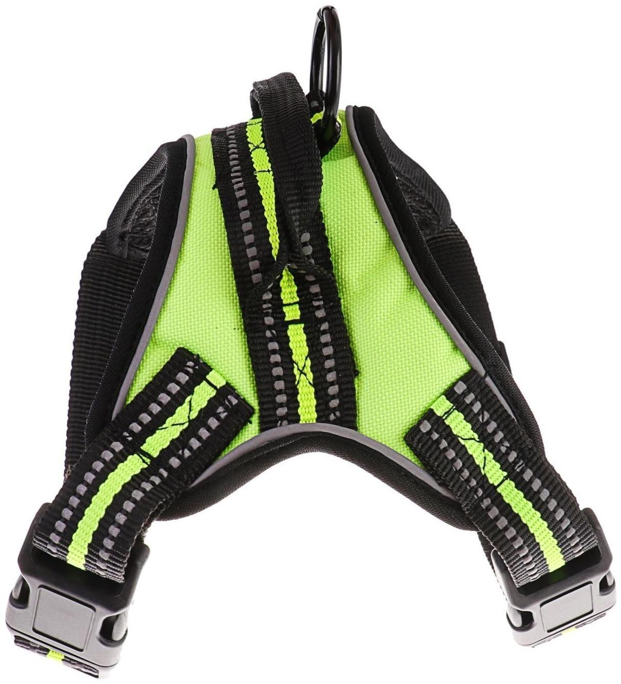 Шлейка мягкая улучшенная, светоотражающая, размер S (ОШ 29-31 см, ОГ 37-45 см), зелёная