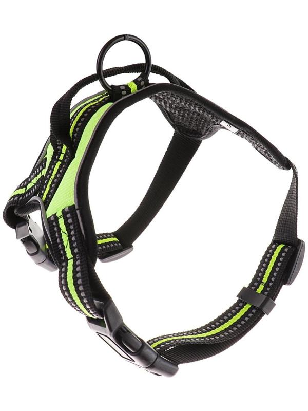 Шлейка мягкая улучшенная, светоотражающая, размер S (ОШ 29-31 см, ОГ 37-45 см), зелёная