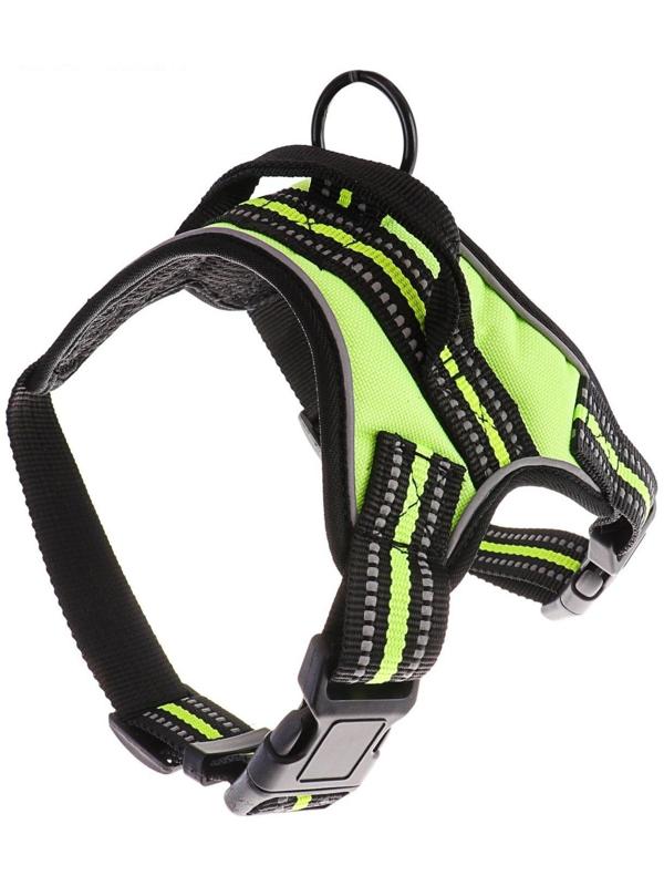 Шлейка мягкая улучшенная, светоотражающая, размер S (ОШ 29-31 см, ОГ 37-45 см), зелёная