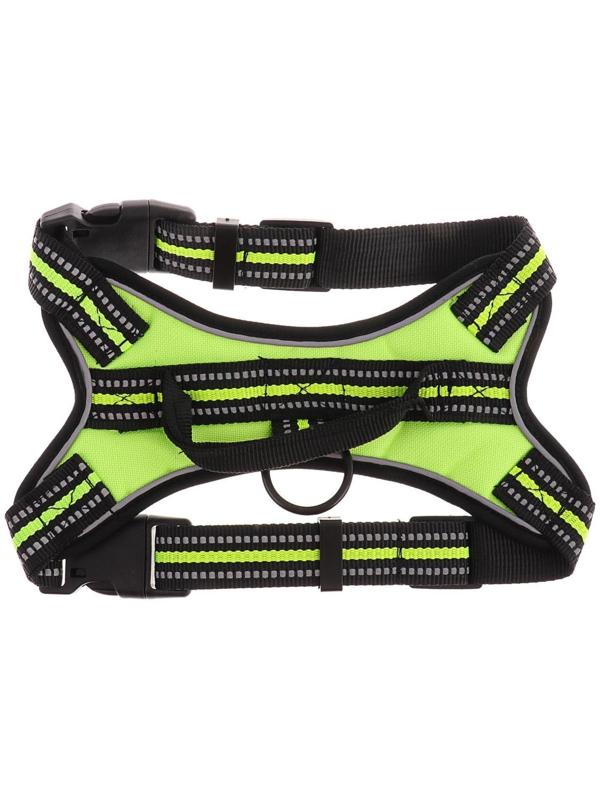 Шлейка мягкая улучшенная, светоотражающая, размер S (ОШ 29-31 см, ОГ 37-45 см), зелёная