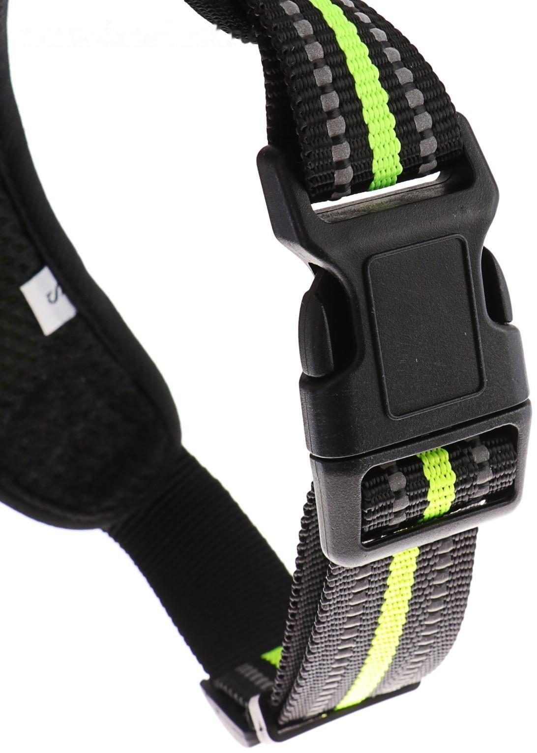 Шлейка мягкая улучшенная, светоотражающая, XL, расширенная (ОШ 54-69, ОГ 64-86 см), зелёная