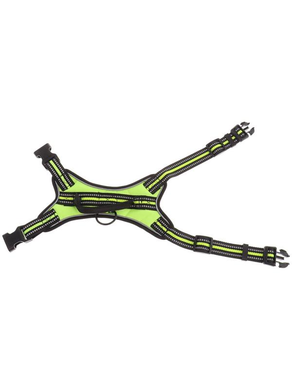 Шлейка мягкая улучшенная, светоотражающая, XL, расширенная (ОШ 54-69, ОГ 64-86 см), зелёная