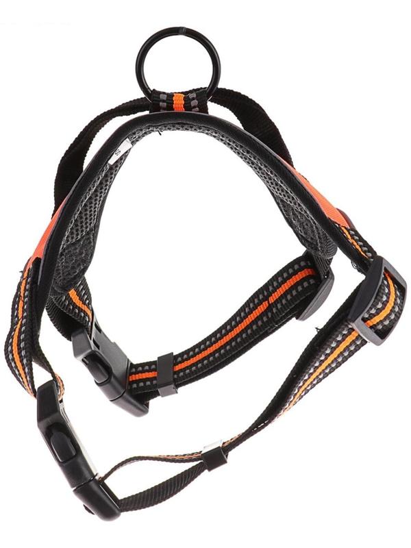 Шлейка мягкая улучшенная, светоотражающая, размер S (ОШ 29-31 см, ОГ 37-45 см), оранжевая