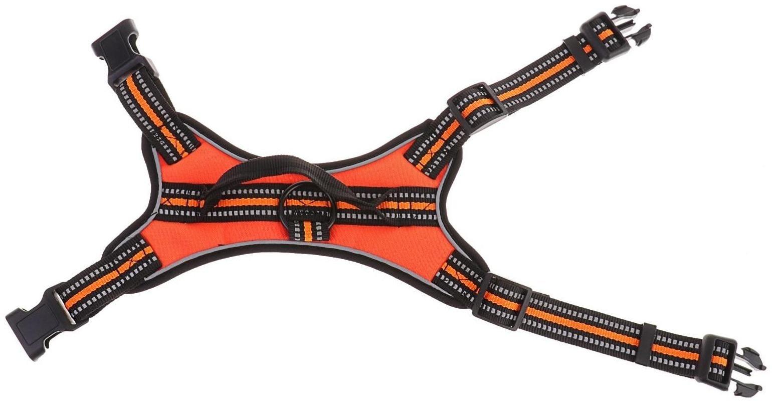 Шлейка мягкая улучшенная, светоотражающая, размер L (ОШ 54-69 см, ОГ 64-86 см), оранжевая