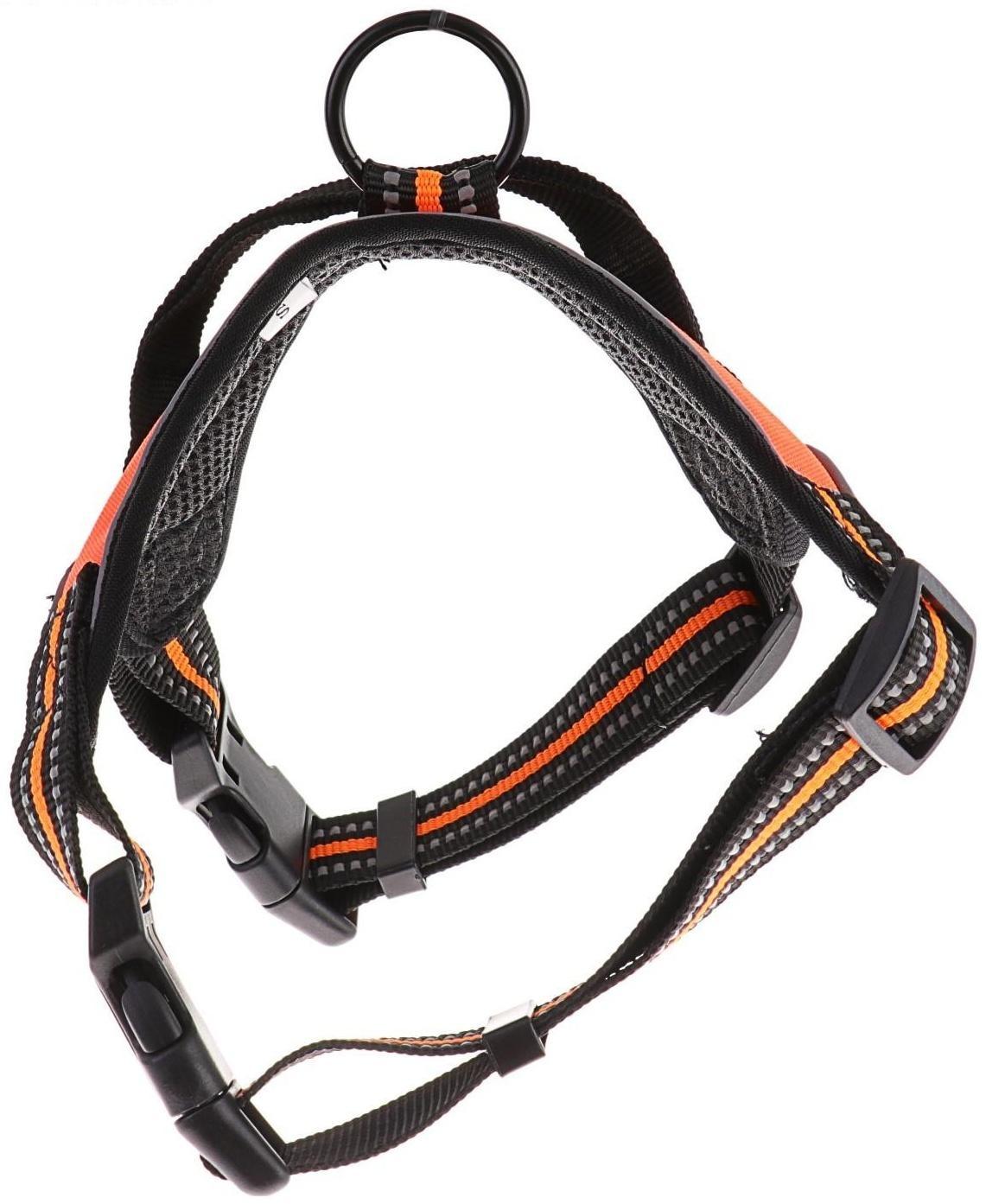 Шлейка мягкая улучшенная, светоотражающая, размер L (ОШ 54-69 см, ОГ 64-86 см), оранжевая