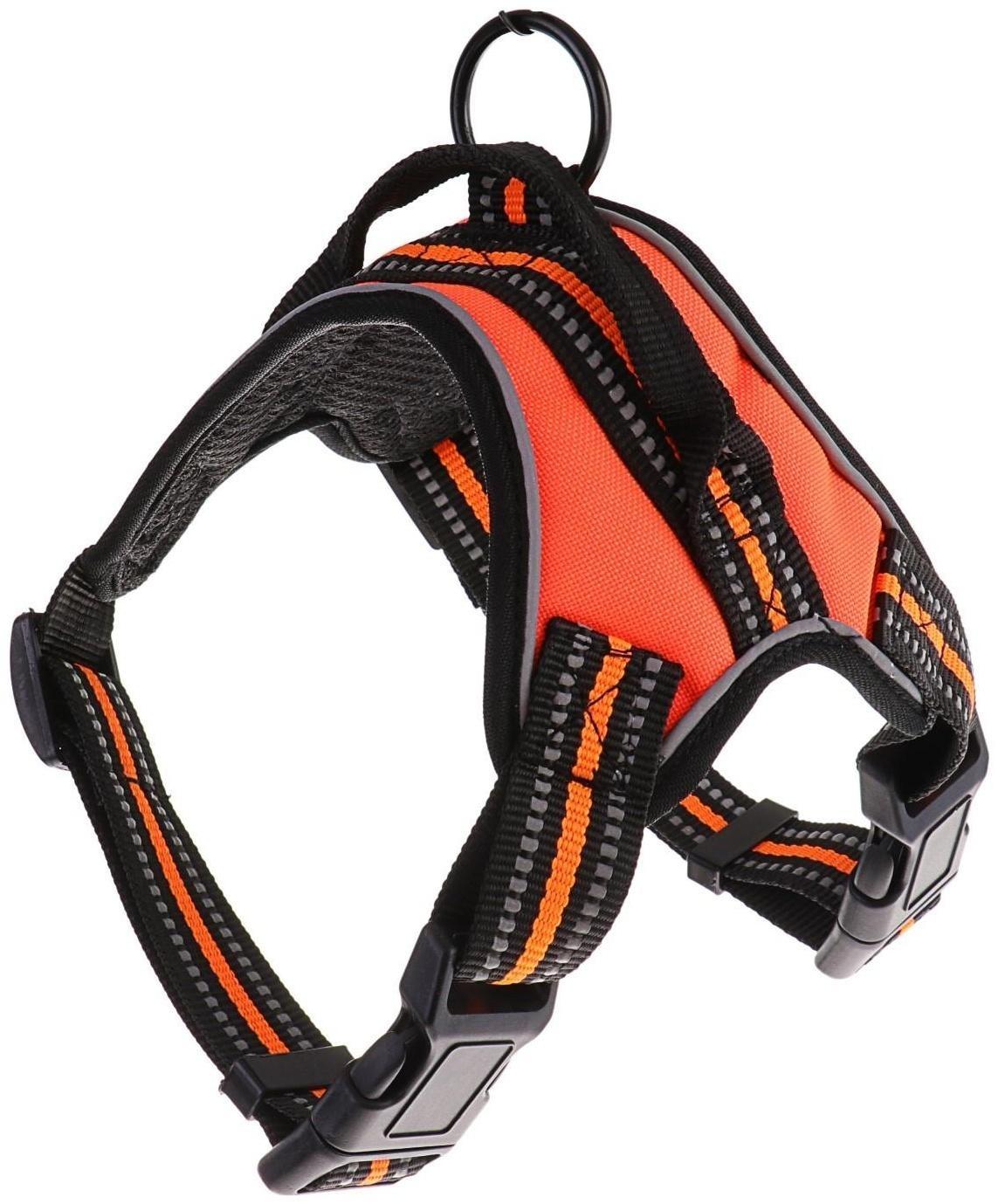 Шлейка мягкая улучшенная, светоотражающая, размер L (ОШ 54-69 см, ОГ 64-86 см), оранжевая