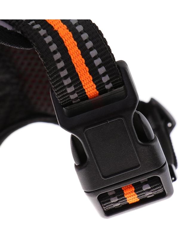 Шлейка мягкая улучшенная, светоотражающая, размер L (ОШ 54-69 см, ОГ 64-86 см), оранжевая