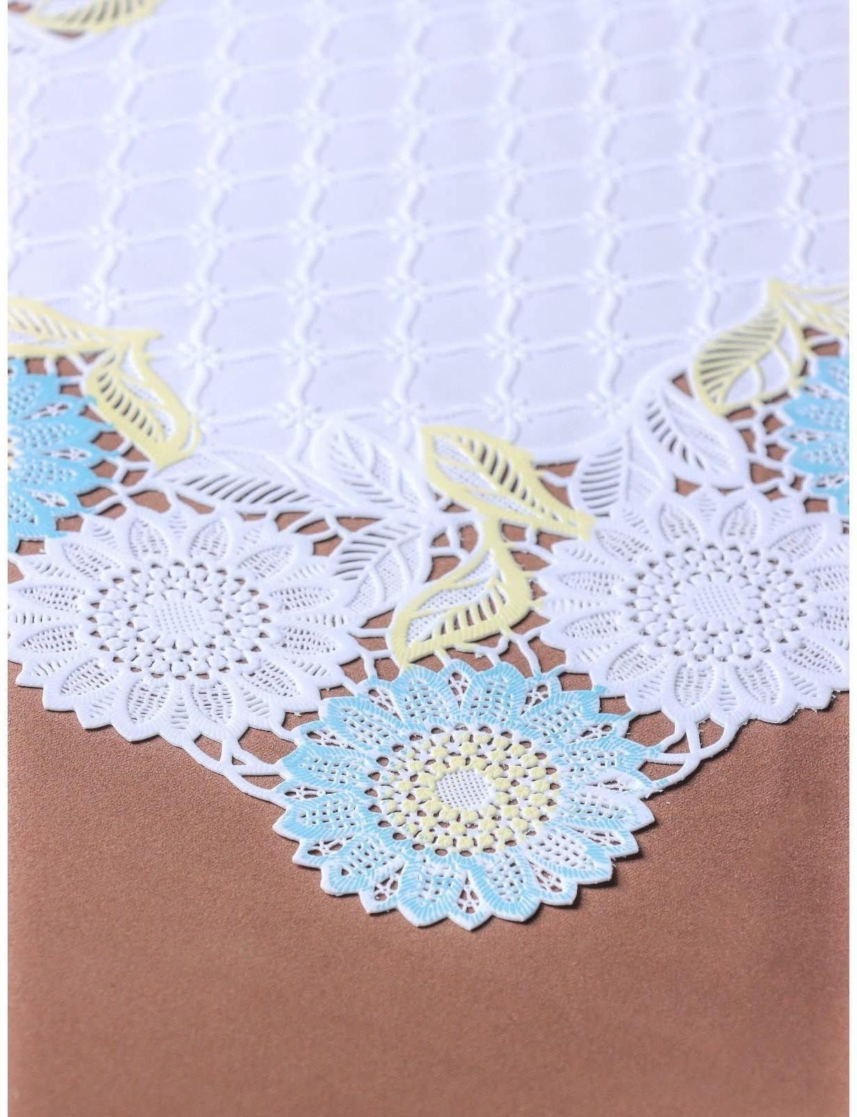 Салфетка ажурная для стола «Подсолнухи», 45×30 см, цвет жёлто-голубой