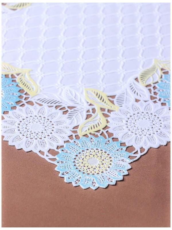 Салфетка ажурная для стола «Подсолнухи», 45×30 см, цвет жёлто-голубой