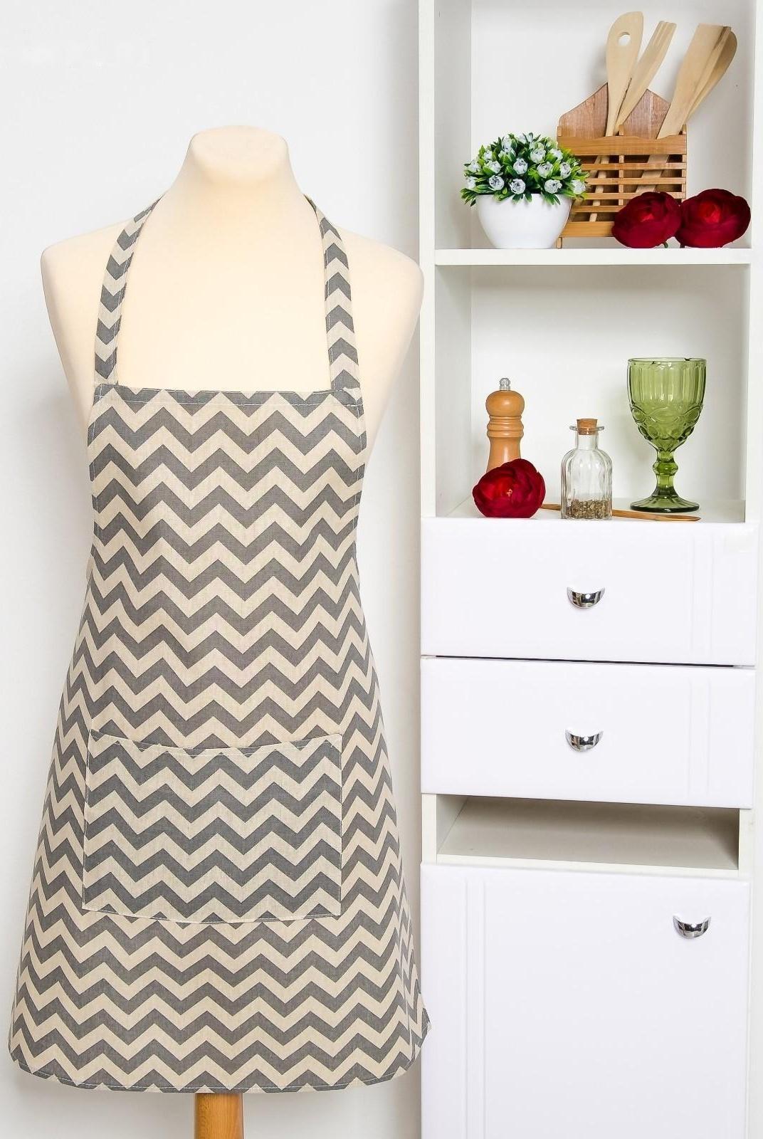 Фартук Доляна 60х70см, Зигзаг сер, 100%пэ, рогожка 200 гр/м