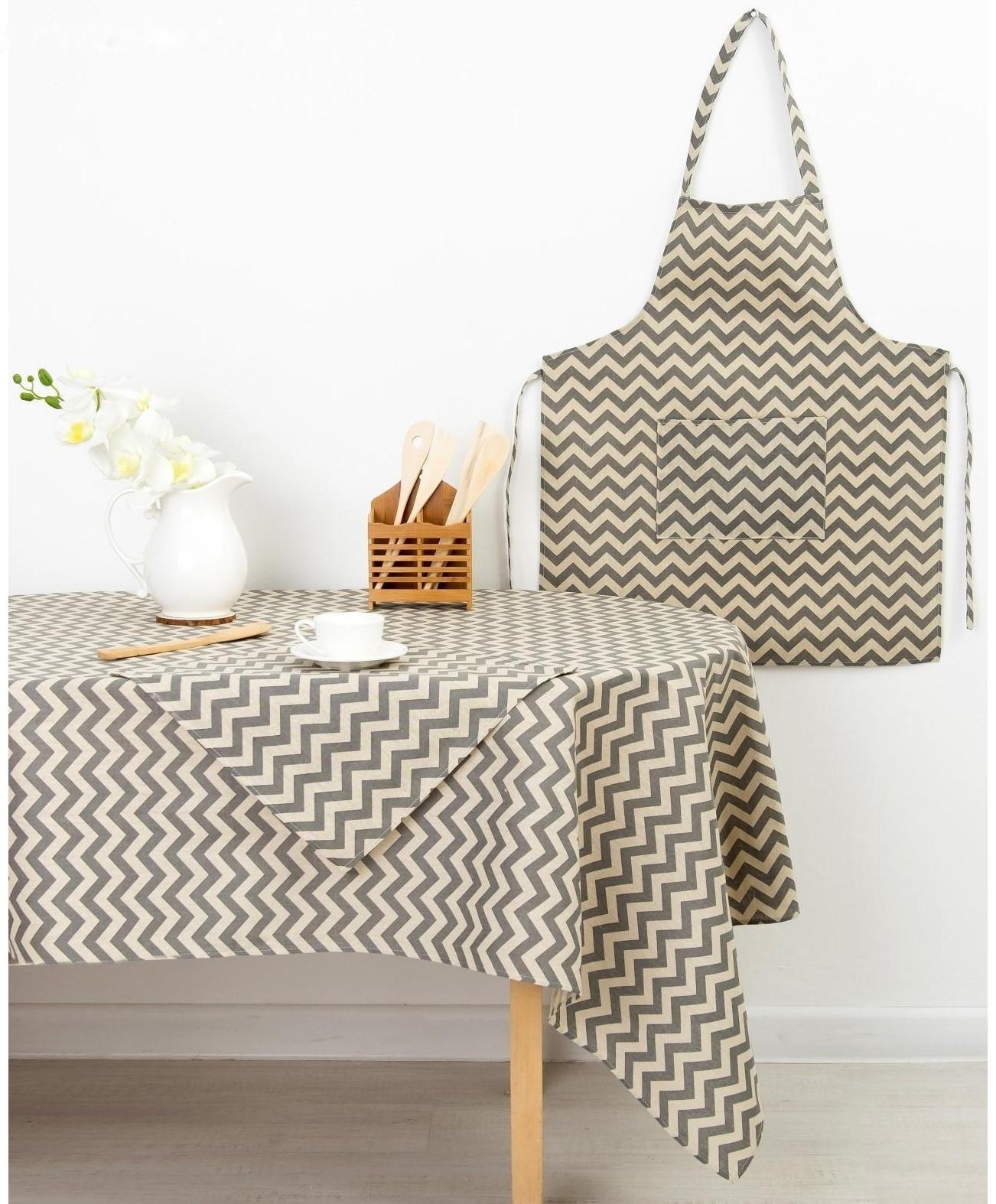 Фартук Доляна 60х70см, Зигзаг сер, 100%пэ, рогожка 200 гр/м