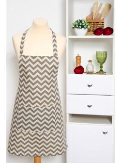 Фартук Доляна 60х70см, Зигзаг сер, 100%пэ, рогожка 200 гр/м