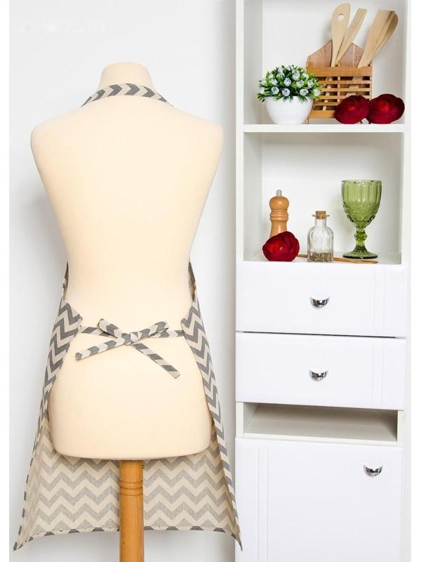 Фартук Доляна 60х70см, Зигзаг сер, 100%пэ, рогожка 200 гр/м