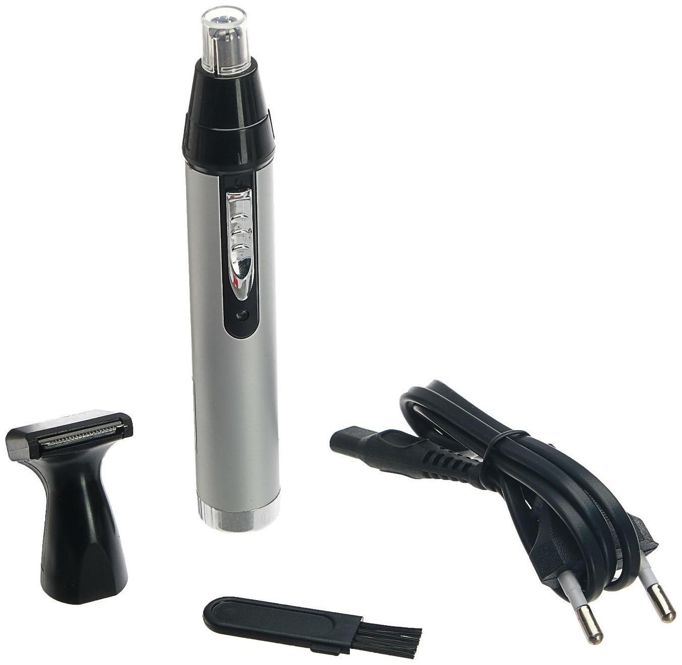 Триммер для волос LuazON LTRI-09, для носа/ушей, 2 насадки, АКБ, серый