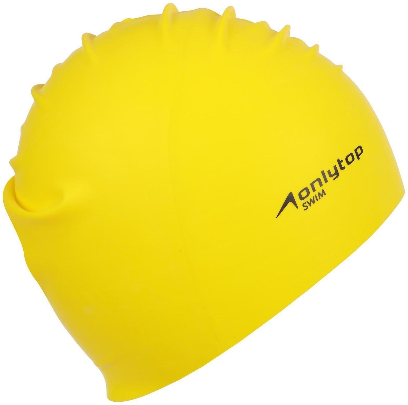 Шапочка для плавания взрослая ONLYTOP Swim, резиновая, обхват 54-60 см, цвета микс