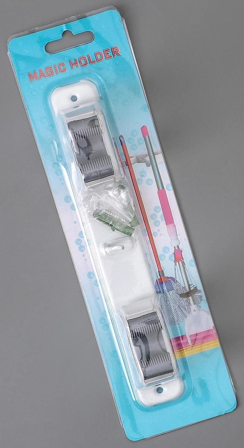 Держатель для уборочного инвентаря, 22×2,5×5 см, цвет бело-серый