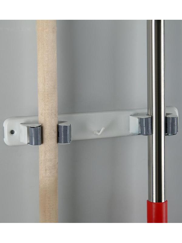 Держатель для уборочного инвентаря, 22×2,5×5 см, цвет бело-серый