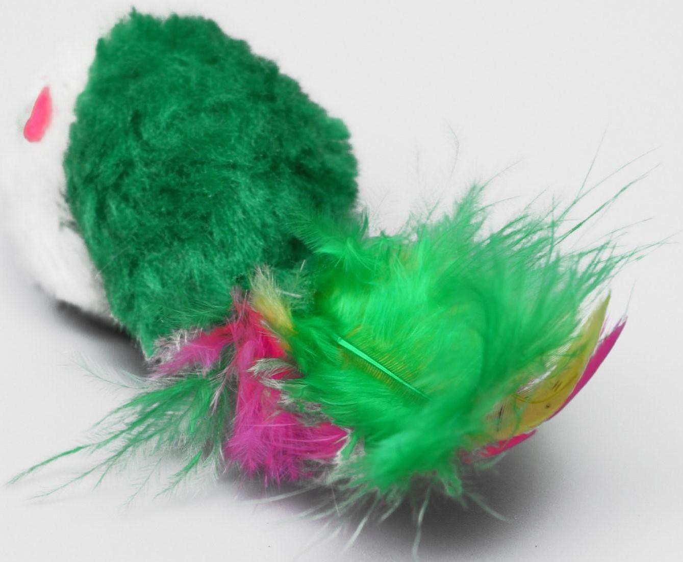 Набор игрушек для кошек: мышь 5 см и шарик с бубенчиком 3,8 см, микс цветов