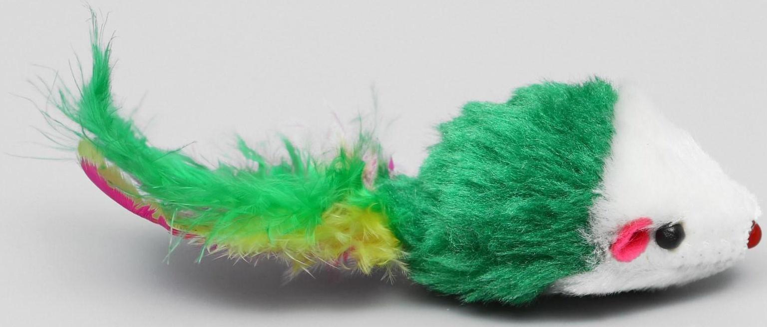 Набор игрушек для кошек: мышь 5 см и шарик с бубенчиком 3,8 см, микс цветов