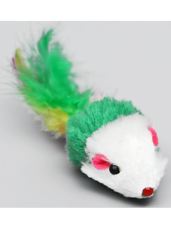 Набор игрушек для кошек: мышь 5 см и шарик с бубенчиком 3,8 см, микс цветов