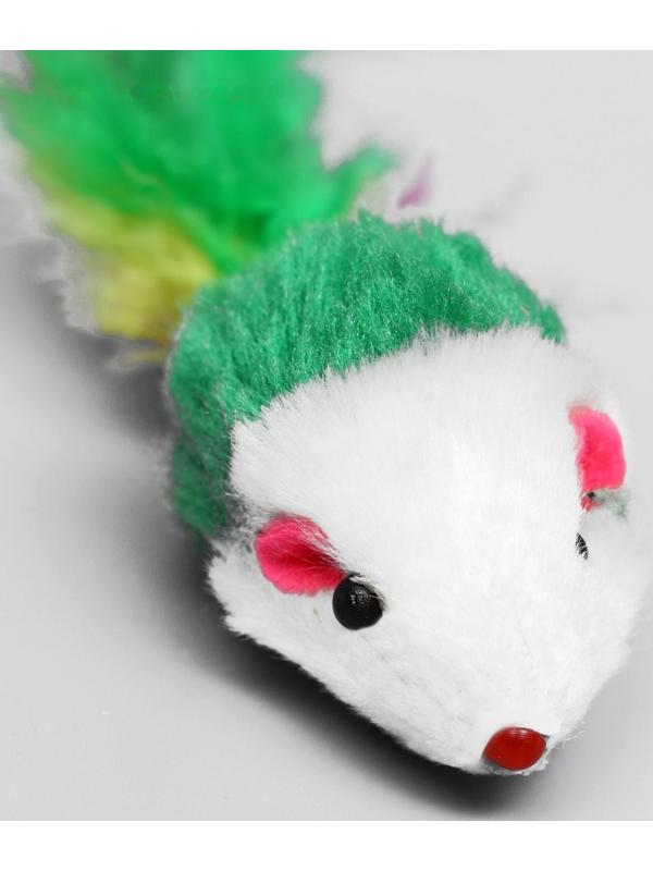 Набор игрушек для кошек: мышь 5 см и шарик с бубенчиком 3,8 см, микс цветов