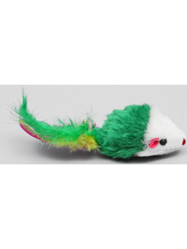 Набор игрушек для кошек: мышь 5 см и шарик с бубенчиком 3,8 см, микс цветов