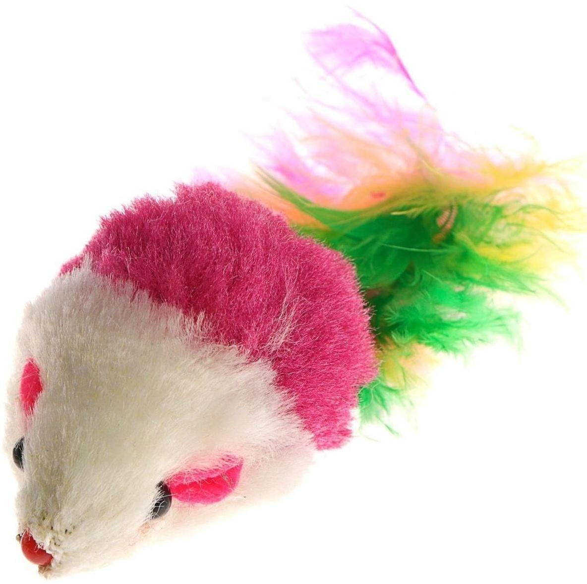 Набор игрушек для кошек: 2 мыши (5 и 6 см) и шарик 3,8 см, микс цветов