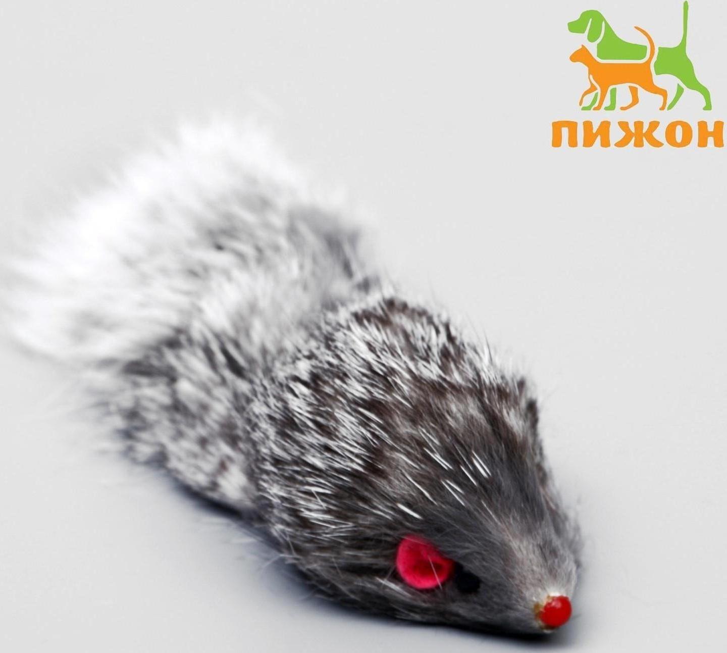 Мышь из натурального меха, 5 см, серая