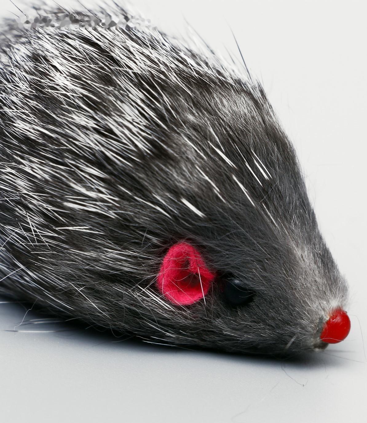 Мышь из натурального меха, 5 см, серая