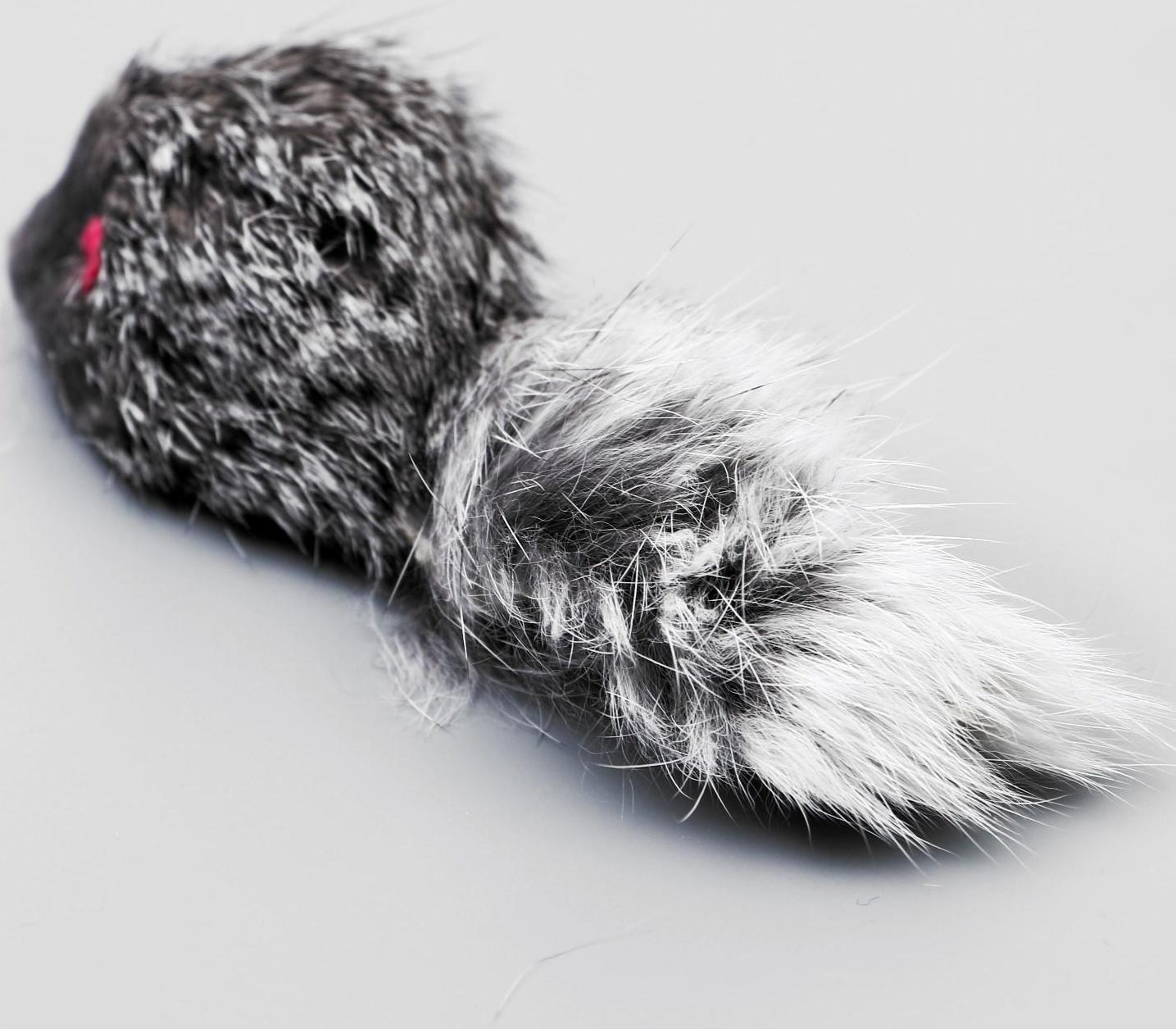 Мышь из натурального меха, 5 см, серая