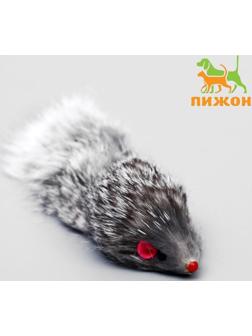 Мышь из натурального меха, 5 см, серая