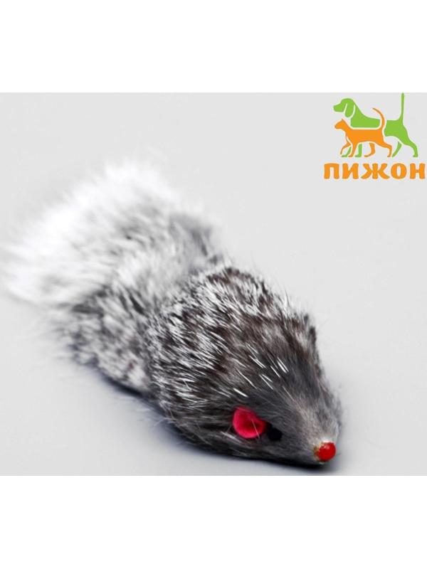 Мышь из натурального меха, 5 см, серая
