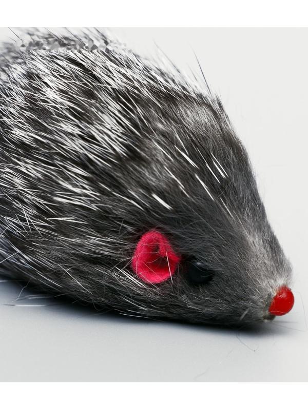 Мышь из натурального меха, 5 см, серая