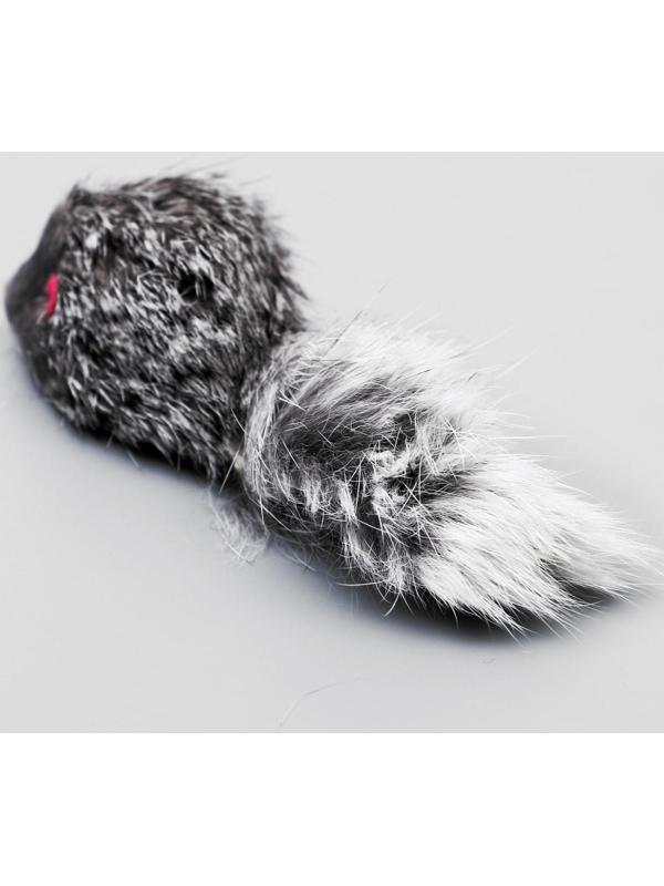 Мышь из натурального меха, 5 см, серая