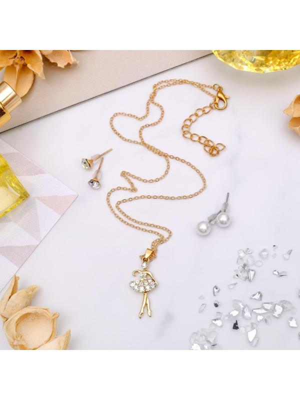 Гарнитур 5 предметов: 4 пары пуссет, кулон 