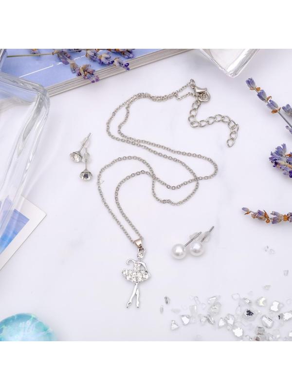 Гарнитур 5 предметов: 4 пары пуссет, кулон 