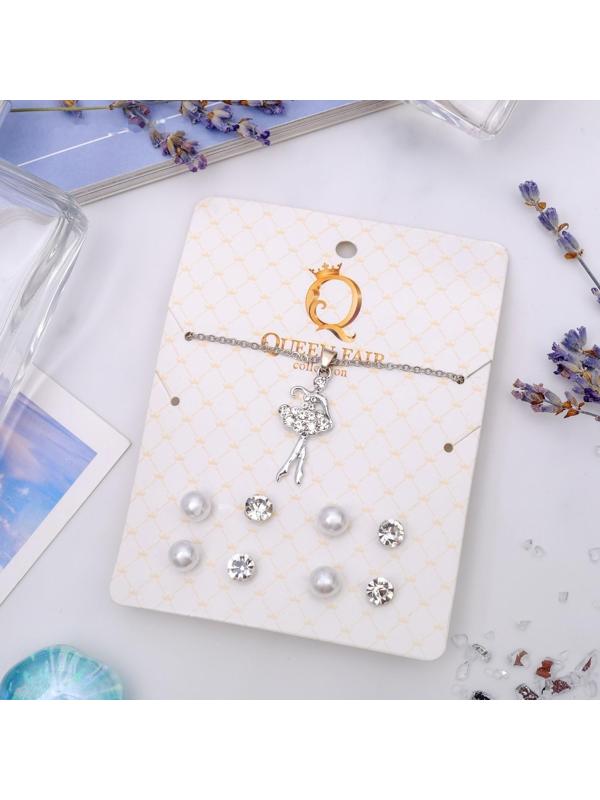 Гарнитур 5 предметов: 4 пары пуссет, кулон 