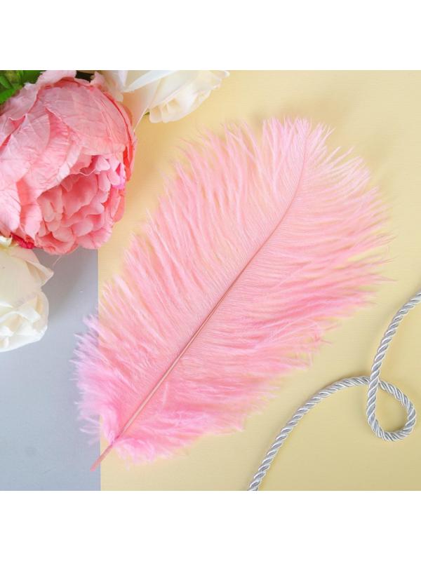 Перо для декора, размер: 20-24 см, цвет розовый